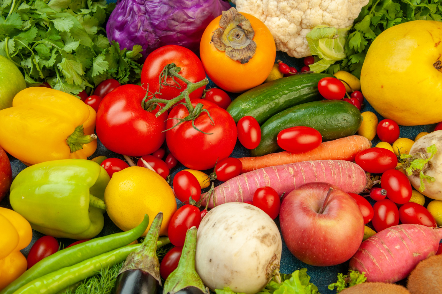 Imagem de Vista superior frutas e vegetais